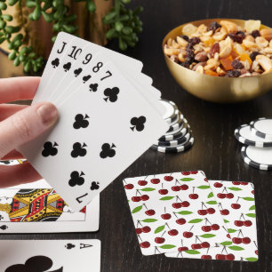 Red Cherry, Pattern Of Cherries, Leaves, Fruit Playing Cards