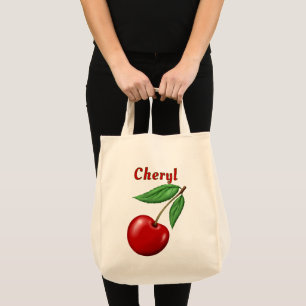 Red Cherry Personalized Grocery Tote Bag