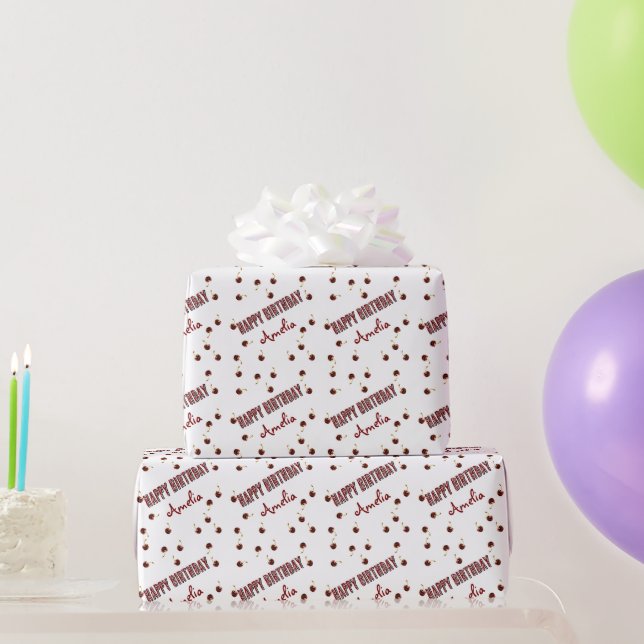 Red Cherry Personalized Party Wrapping Paper (Party Gifts)
