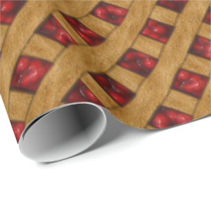 Red Cherry Pie Pattern for Bakers Wrapping Paper