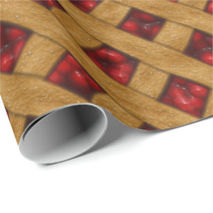Red Cherry Pie Pattern for Bakers Wrapping Paper