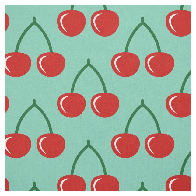 Red cherry print pattern DIY textile fabric (Swatch)