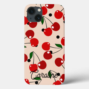red cherry retro polka dots vintage personalized  iPhone 13 case