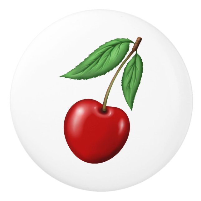 Red Cherry Retro Style Fruit Design Ceramic Knob (Front)