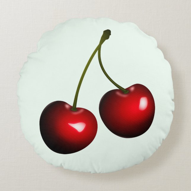 Red Cherry Round Pillow - Custom Colours (Front)