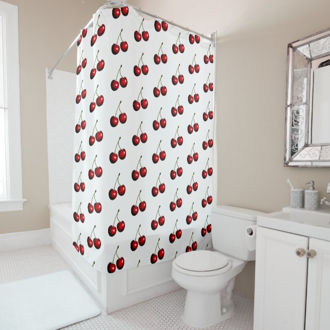 Red Cherry Shower Curtain SweetFruits - Your Colou (In Situ)