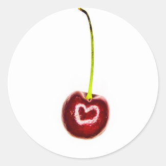 Red Cherry with White Heart Stickers