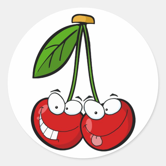 Red Cherry's Cartoon Characters Classic Round Sticker (Front)