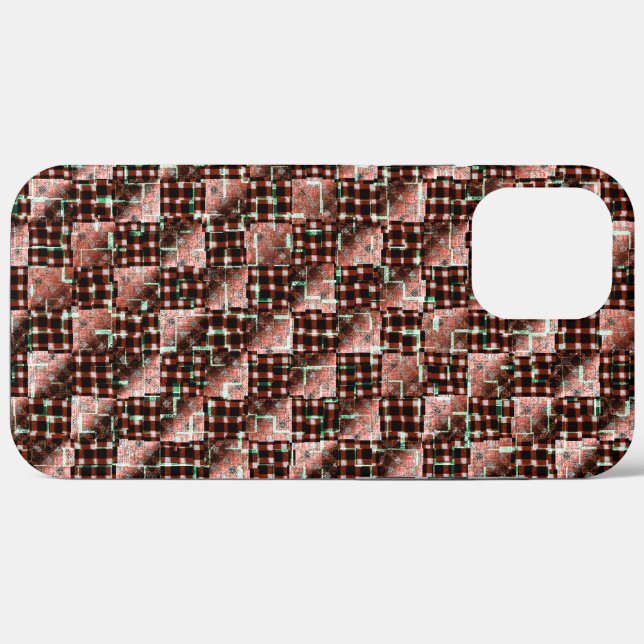 Red chess squares subjected to destructive mosaic Case-Mate iPhone case (Back (Horizontal))