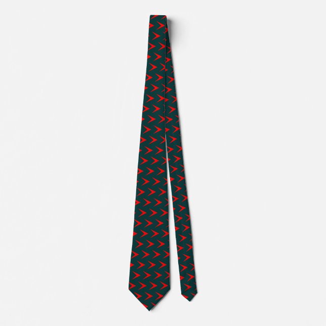 Red Chevron Arrow - Dark Green Tie (Front)