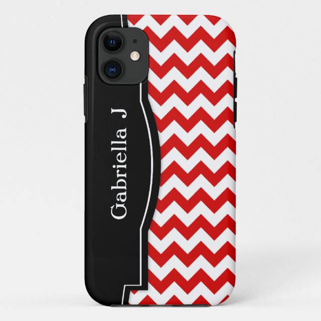 Red Chevron Black Frame iPhone 5 case (Back)