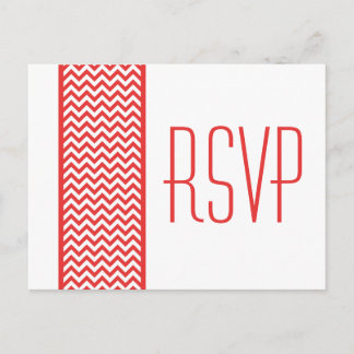 Red Chevron Border RSVP Postcard