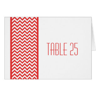 Red Chevron Border Table Number Card