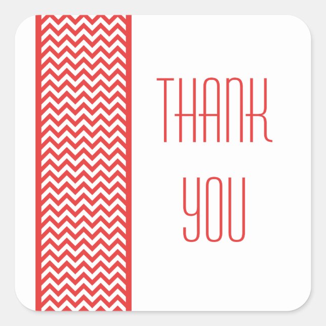 Red Chevron Border Thank You Stickers (Front)