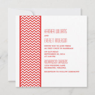 Red Chevron Border Wedding Invite