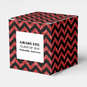 Red Chevron Glitter Graduation Favour Boxes