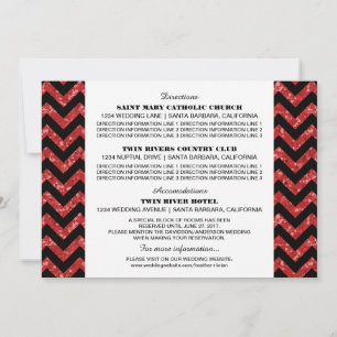 Red Chevron Glitter Information Card