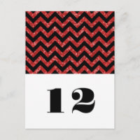 Red Chevron Glitter Table Postcard