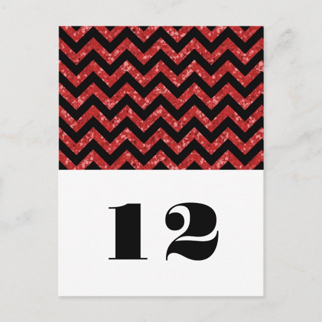 Red Chevron Glitter Table Postcard (Front)