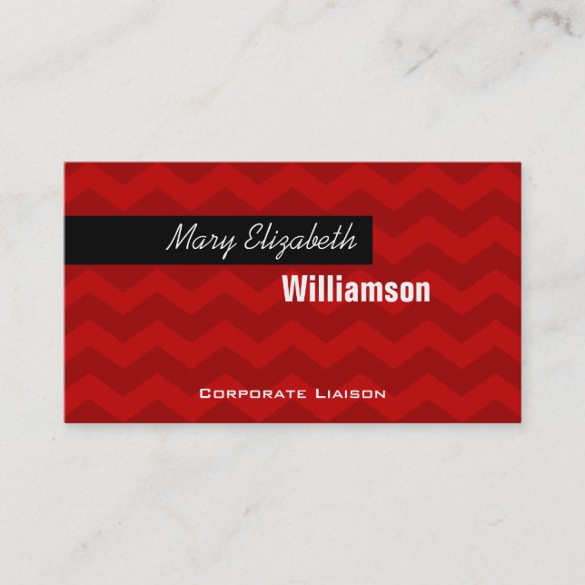 Red Chevron Modern Professional Business Cards (Front)