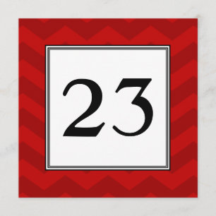 Red Chevron Stripes Party Table Number Card