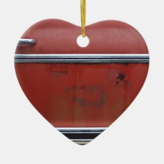 Red Chevy silver trim Ceramic Ornament (Front)