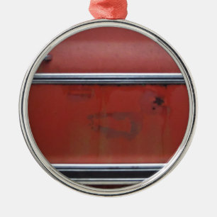 Red Chevy silver trim Metal Ornament