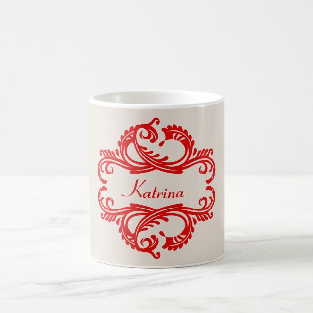 Red Chic Damask Mug (Center)