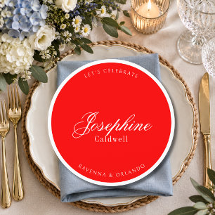 Red Chic Formal Round Wedding Guest Place Program