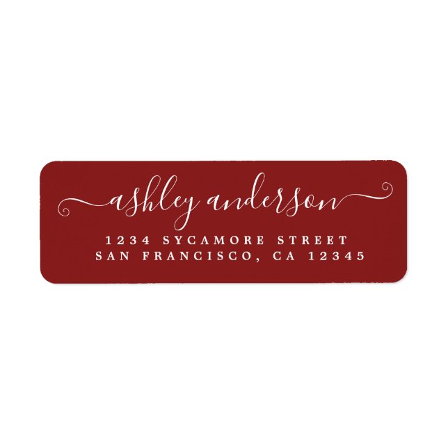 Red Chic Script Name Return Address (Devant)