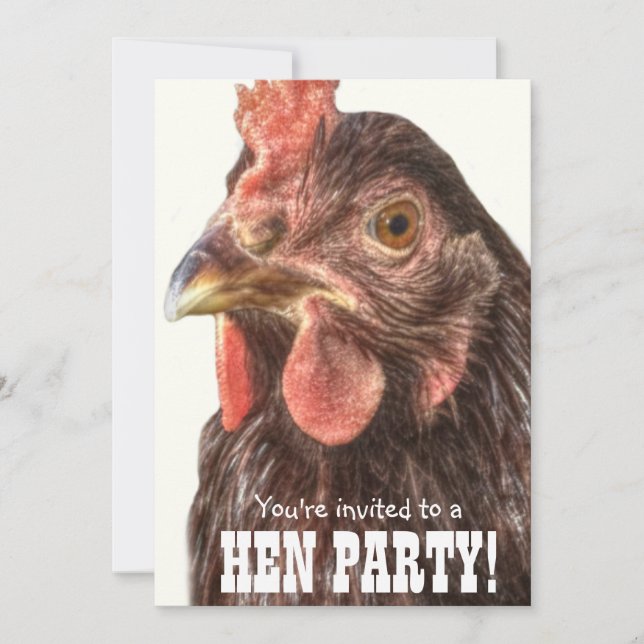 Red Chicken Hen Party Girl's Night Bachelorette Invitation (Front)