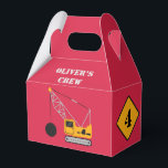 Red Children's Construction Birthday Paper  Favor Box<br><div class="desc">Celebrate your young foreman's special event with a construction themed party. Simple party paper favour box with construction theme. Fully personalizable and available in three bright youthful colours. Contact us for assistance in personalizing or customizing to your need.</div>