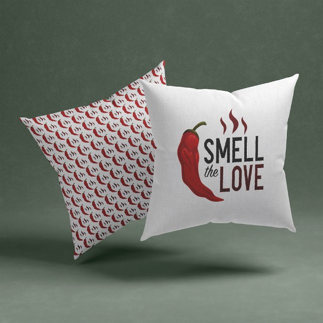 Red Chile Smell the Love Throw Pillow (Creator Uploaded)