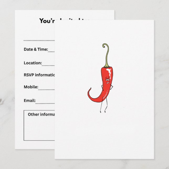Red chili funny invitation (Front/Back)