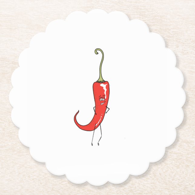Red chili funny paper coaster (Front)