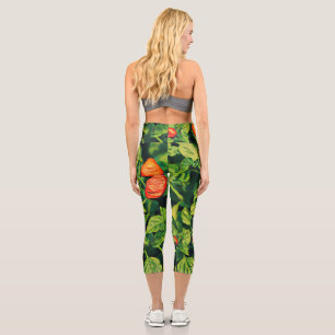 Red Chili Habanero Peppers Pattern Capri Leggings