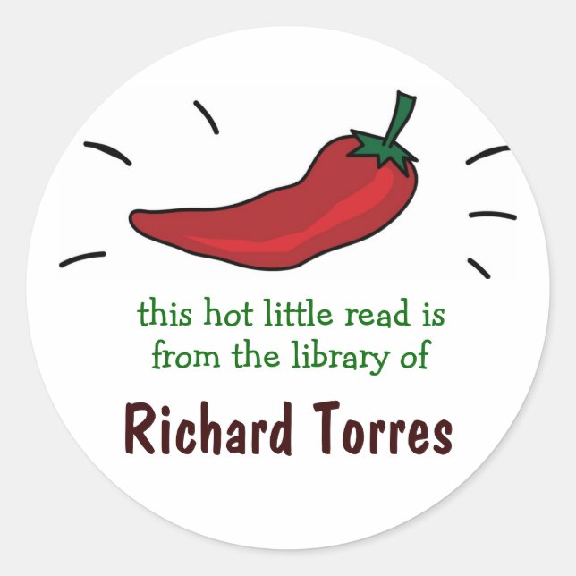 Red Chili Pepper Bookplates Classic Round Sticker (Front)