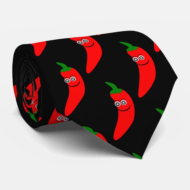Red Chili Pepper Design Tie (Rolled)