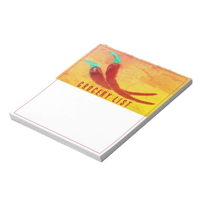 Red Chili Pepper Grocery List Notepad (Rotated)