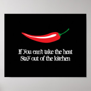 Red chili pepper kitchen poster with funny quote