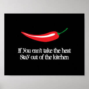 Red chili pepper kitchen poster with funny quote