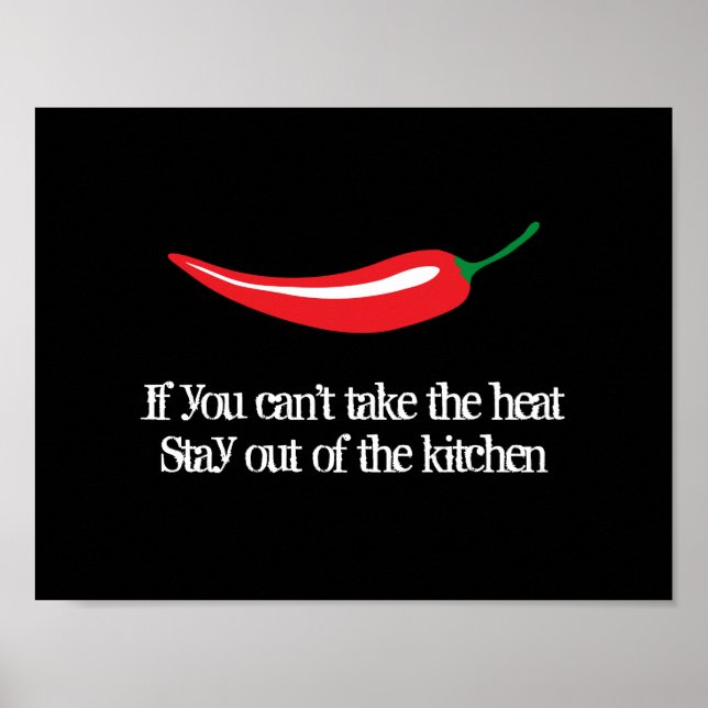Red chili pepper kitchen poster with funny quote (Front)