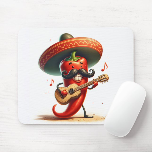 Red Chili Pepper Musician Mouse Pad (With Mouse)