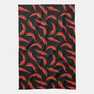 Red Chili Pepper Pattern Kitchen Towel