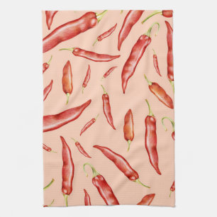 Red Chili Pepper Pattern Kitchen Towel