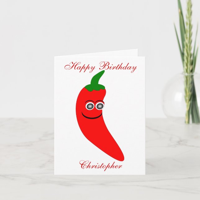 Red Chili Pepper Personalised Birthday Card (Front)