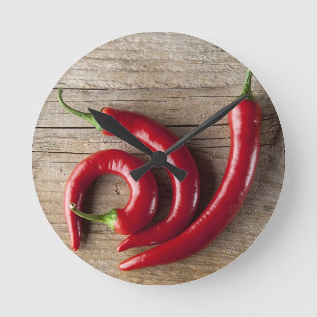 Red Chili Pepper Round Clock (Front)