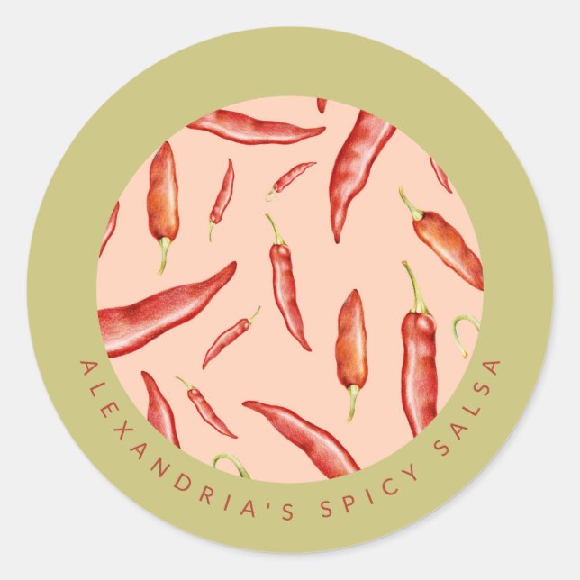 Red Chili Pepper | Salsa Classic Round Sticker (Front)