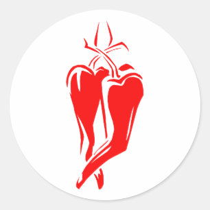 red chili pepper two dancing abstract classic round sticker