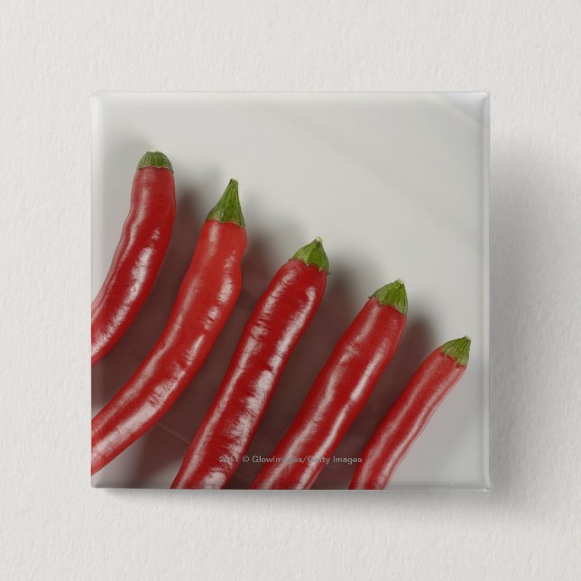 Red chili peppers 2 inch square button (Front)